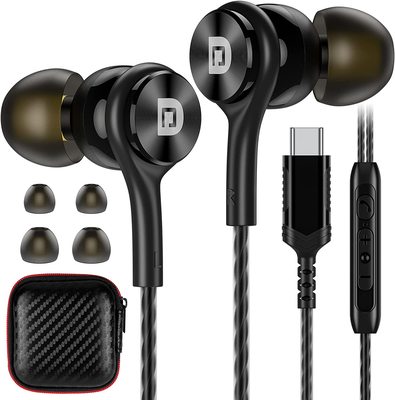 USB C Headphones for Google Pixel 7 Black